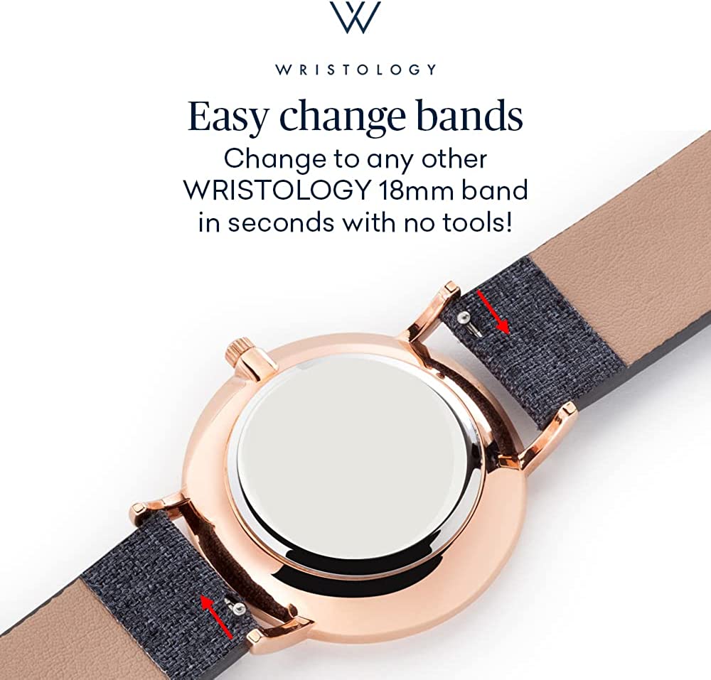 Wristology 29 Options - Maxi Leather Band Roman Numerals Boyfriend Watch - Interchangeable Genuine Leather Strap - Large Easy to Read Analog Face for Women or Men - Image 4